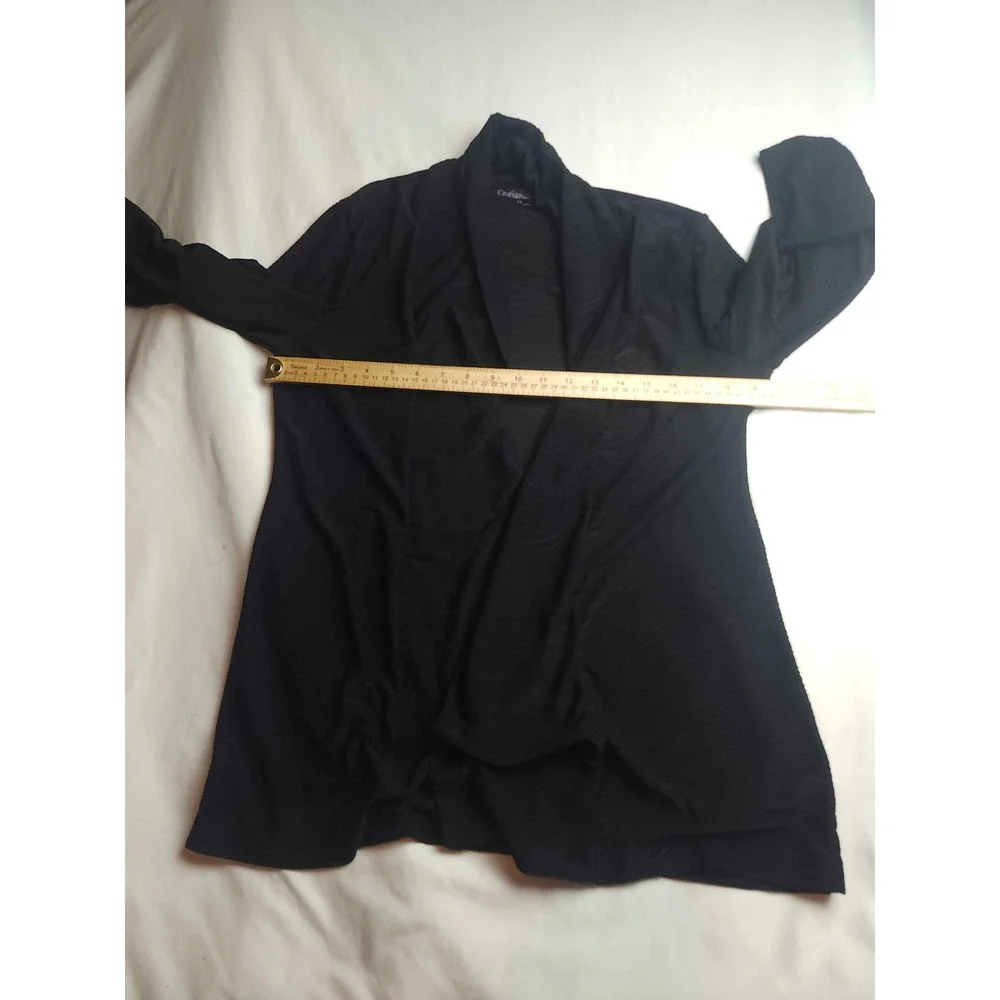 Croft & Barrow Womens Black Textured Wave Open Front Cardigan Jacket Size M